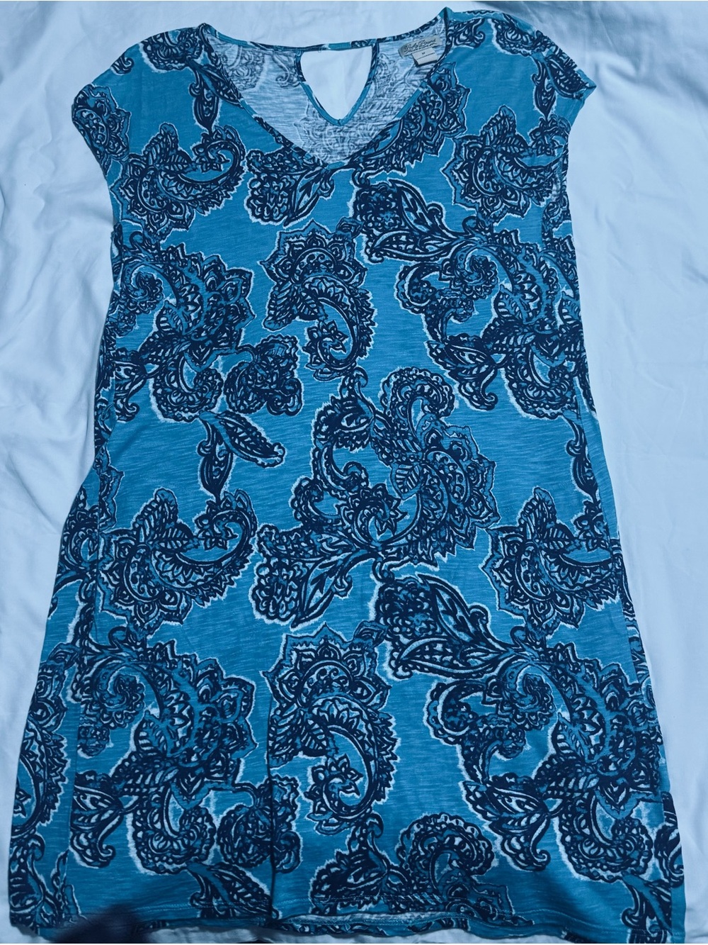 Lucky Brand Teal Mini Dress with Navy Paisley